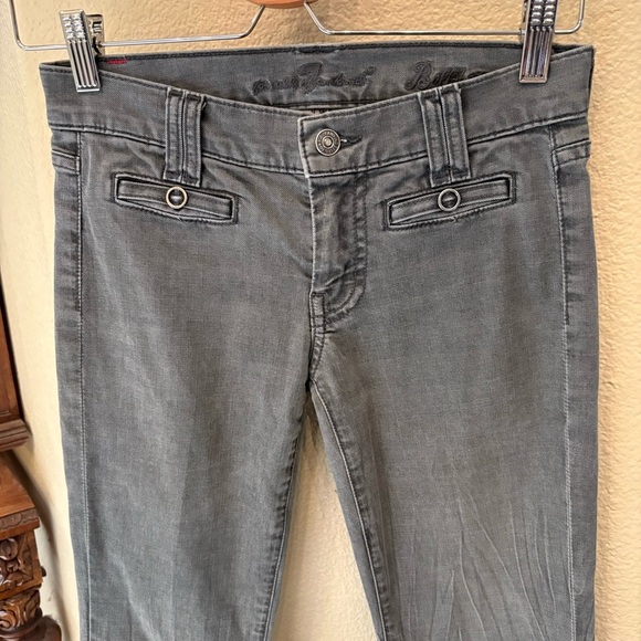 7 FOR ALL MANKIND Gray Low Waisted Bell Bottom Y2K Jeans Size 24-Made in USA - Picture 4 of 8